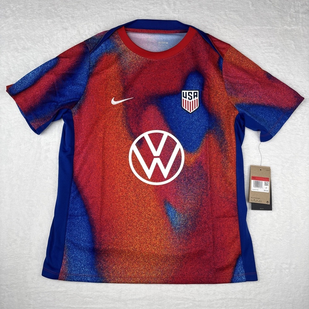 NWT Nike USMNT Academy Pro Pre-Match Short Sleeve Top Mens Size Large FJ2734-101